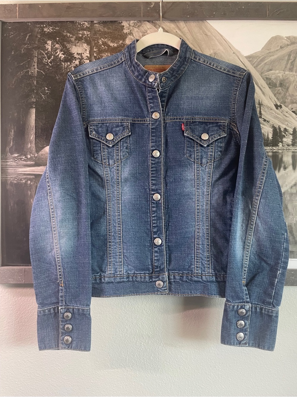 Levi's Blue Indigo Band-Collar Denim Jacket